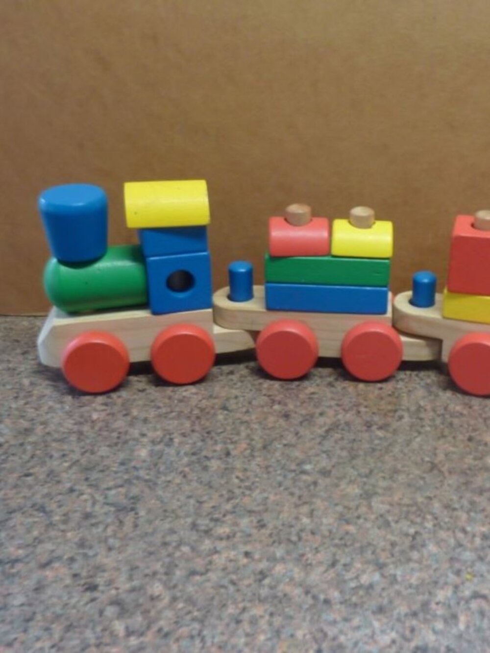 Melissa and Doug Stacking Train Wooden Building Blocks 16 Piece Set